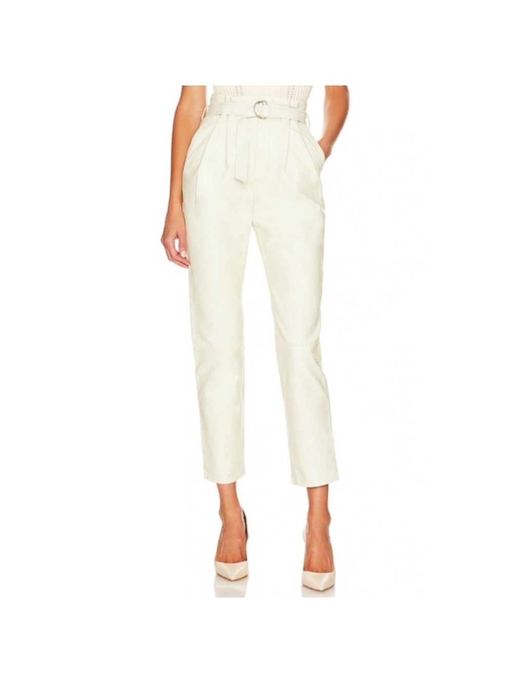 Belted Ankle Pants in Cream